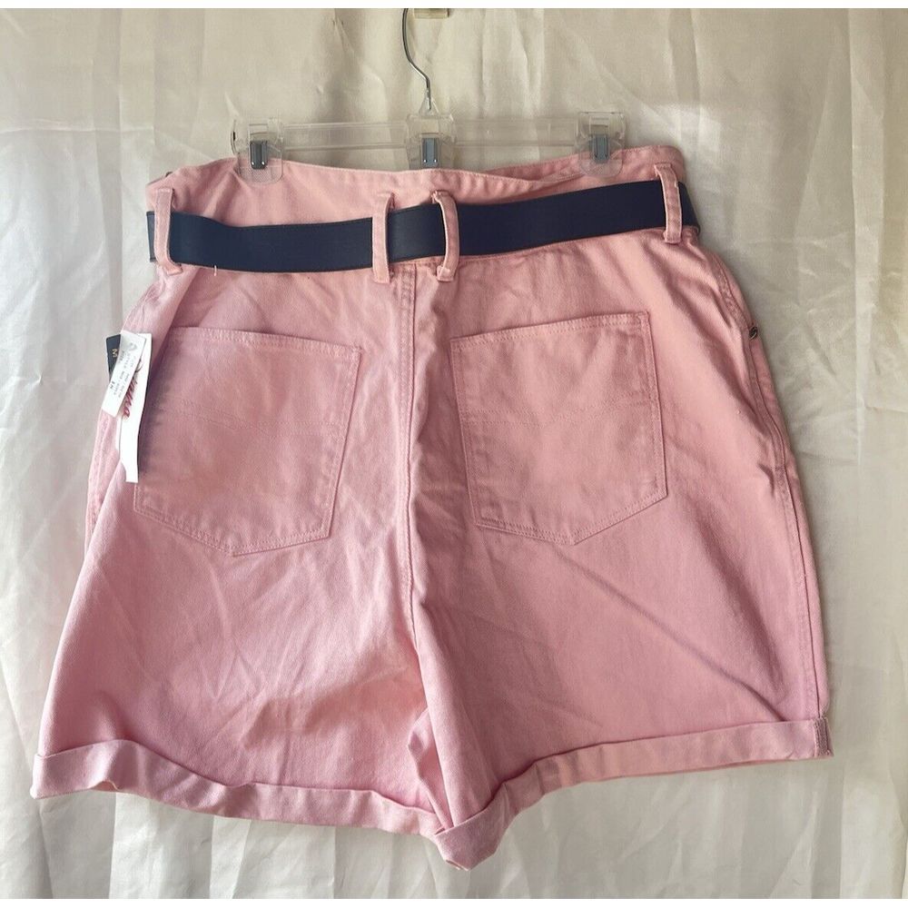 Vintage 90s Diana Marco Pink Mom Shorts Belted Cotton High‎ Rise Size 18 - Picture 2 of 3